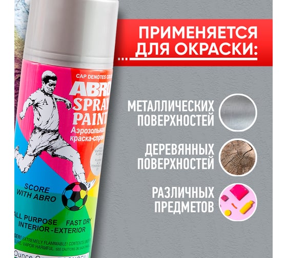 Краска-спрей ABRO акриловая № 201 алюминиевая высокотемпературная SPH-201