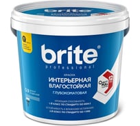 Интерьерная влагостойкая краска BRITE PROFESSIONAL  глубокоматовая белая (база А), ведро 0.9л О02249