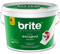 Фасадная краска BRITE PROFESSIONAL белая, матовая, база А, ведро 2,7л О02234