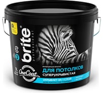 Высокоукрывистая краска для потолков BRITE PROFESSIONAL ONE COAT белая, база А, ведро 9л О03832