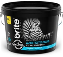 Высокоукрывистая краска для потолков BRITE PROFESSIONAL ONE COAT белая, база А, ведро 2.7л О03831