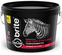Высокоукрывистая краска для стен и потолков BRITE PROFESSIONAL ONE COAT белая, база А, ведро 2.7л О03749