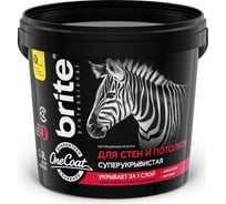 Суперукрывистая краска для стен и потолков BRITE PROFESSIONAL ONE COAT белая, база А, ведро 0.9л О03748