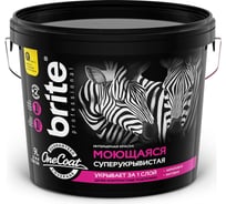 Интерьерная моющаяся краска BRITE PROFESSIONAL ONE COAT высокоукрывистая, белая, база А, ведро 9л О03168