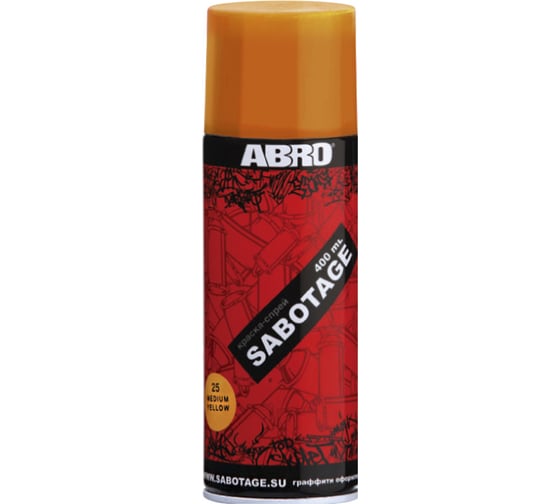 Аэрозольная краска ABRO INDUSTRIES INC Abro Sabotage 014 оранжевая, 400 мл SPG-014