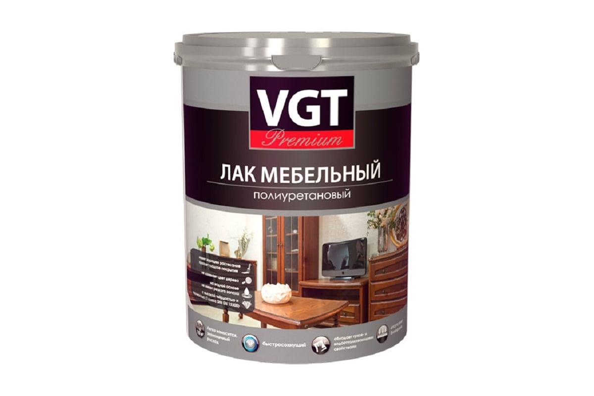 Лак для мебели VGT PREMIUM полиурет. глянц. 9кг 11605383 - выгодная ...