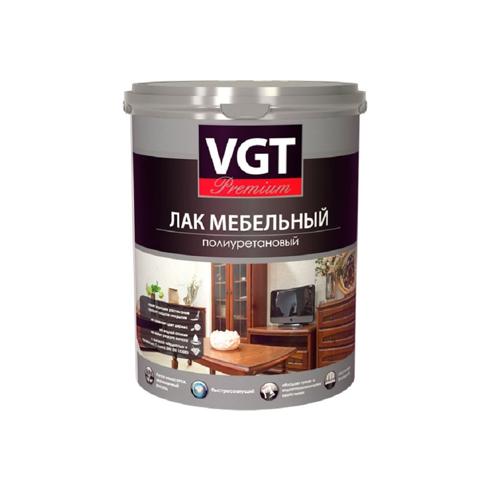 Лак для мебели VGT PREMIUM полиурет. матовый 9кг 11605386 - выгодная ...