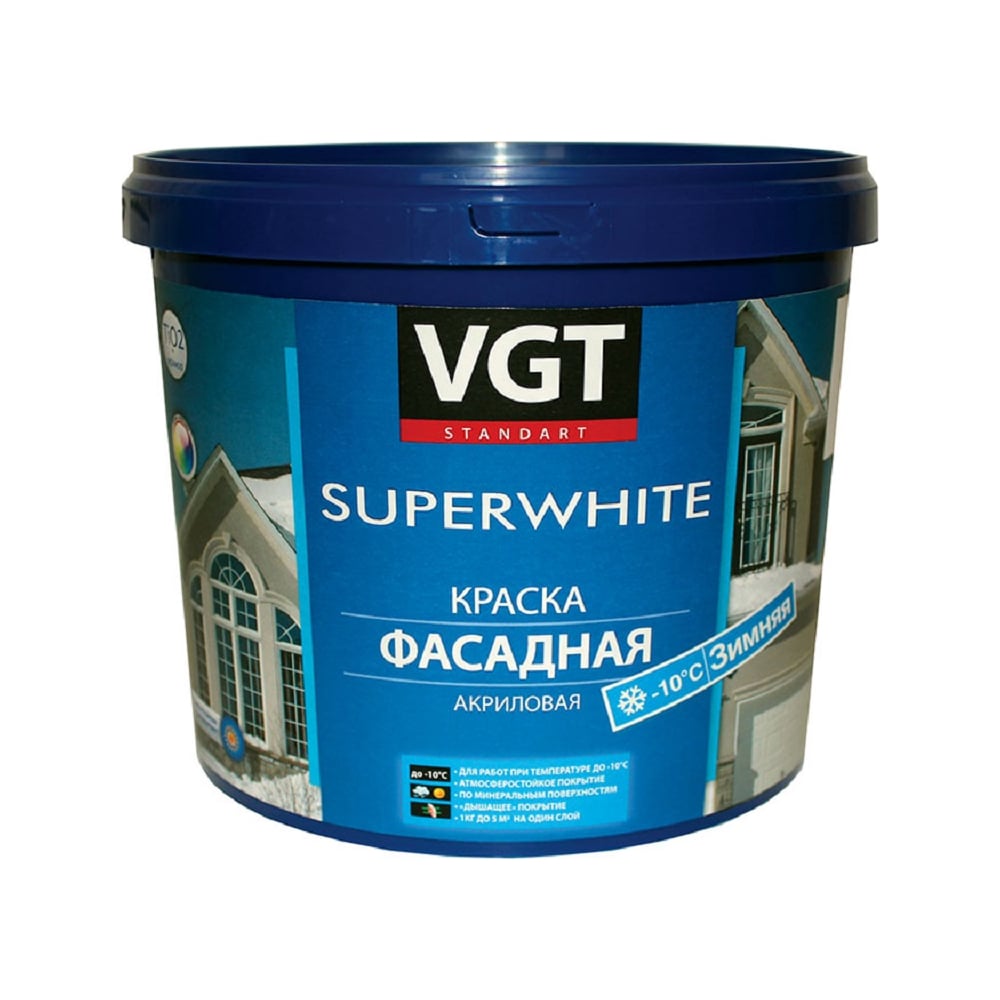 Краска VGT Супербелая ВД АК 1180 фасадная Зимняя 15кг 11605416 ...