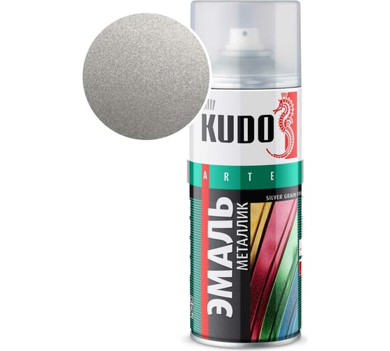 Эмаль металлик универсальная быстросохнущая KUDO SILVER GRAIN FINISH серебристый кварц KU-1059