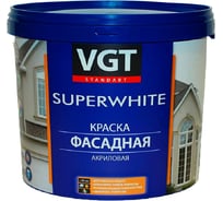 Краска VGT Супербелая ВД АК 1180 фасадная 7кг 11605413