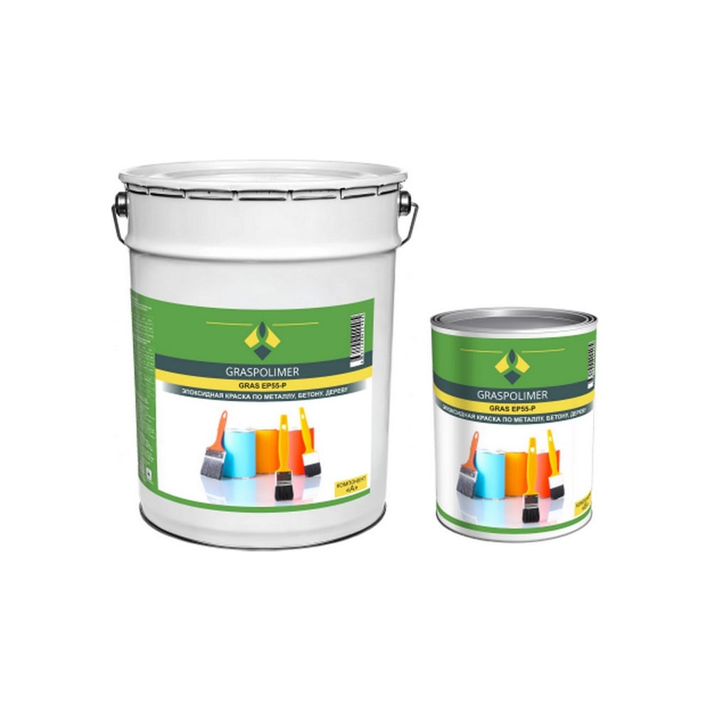 Двухкомпонентная эпоксидная краска GRASPOLIMER EP55-P 5 кг цвет черный ...