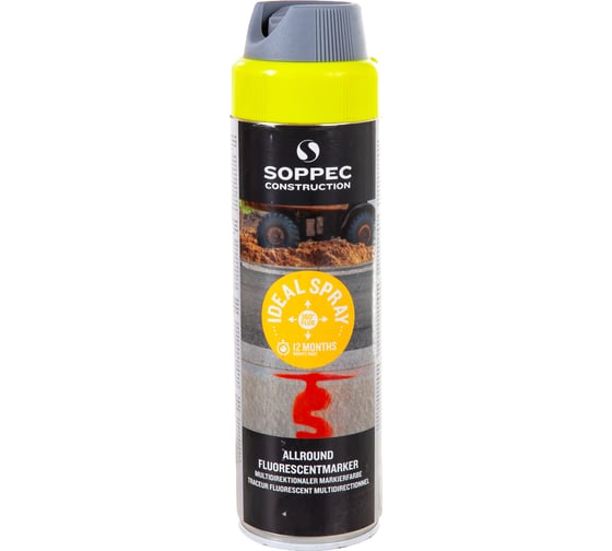 Флуоресцентная краска для геодезии и строительства Soppec IdealSpray 360 жёлтый 141817