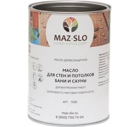 Масло для стен и потолков в бане и сауне MAZ-SLO цвет Вереск 1 л 8066527