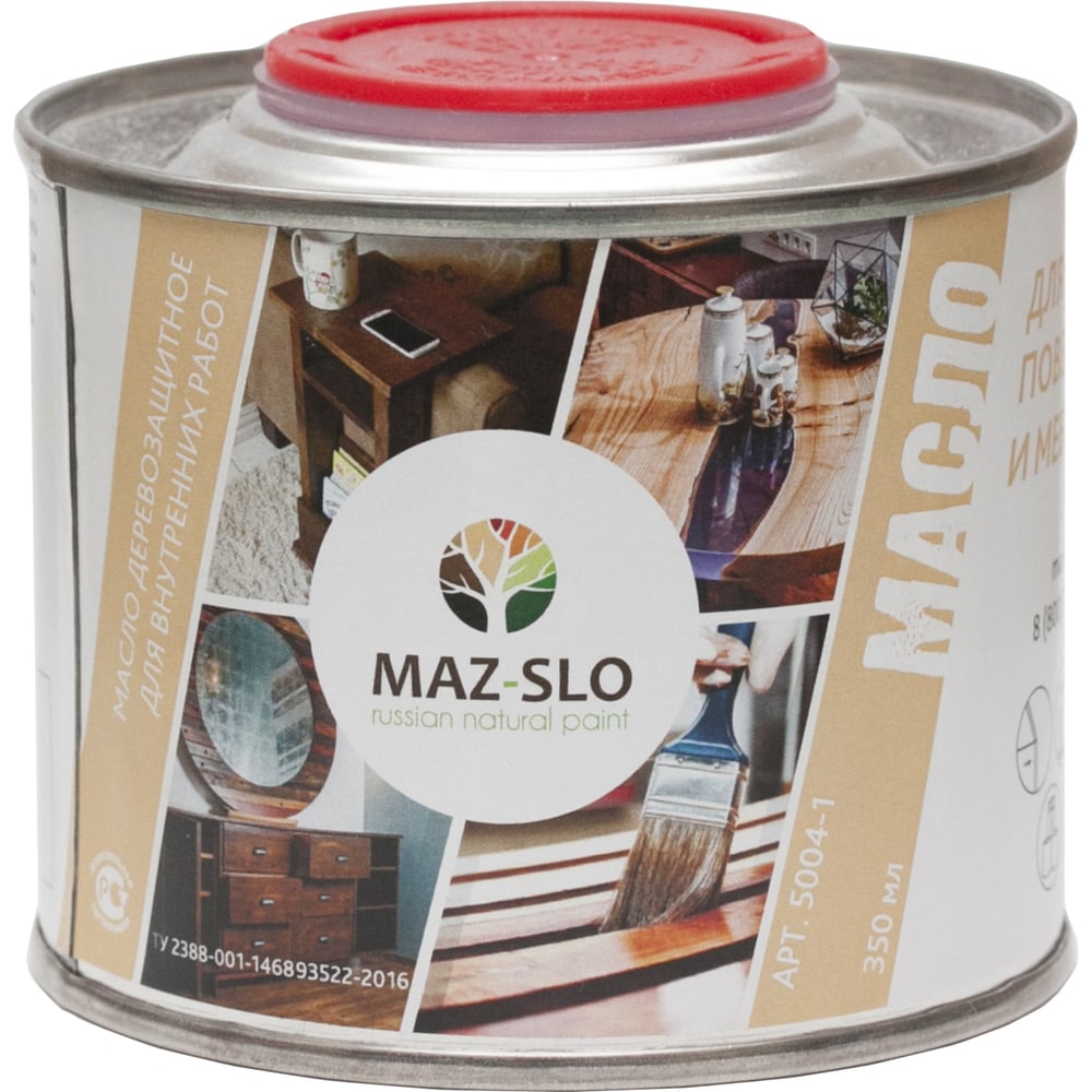 Масло для рабочих поверхностей и мебели MAZ-SLO цвет Вереск 0.35л ...