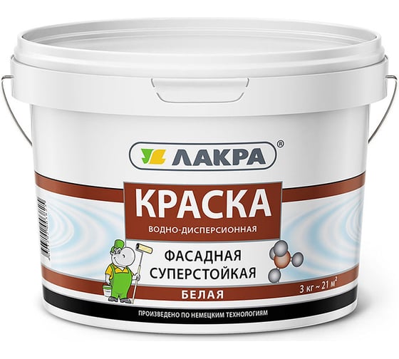 Фасадная краска Лакра белая, 3 кг 90000796602