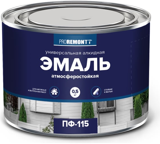 Эмаль PROREMONTT ПФ-115 белая, матовая, 0.5 кг Лк-00009774