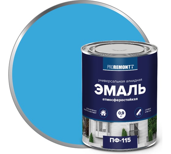 Эмаль PROREMONTT ПФ-115 голубая, 0.9 кг Лк-00004456