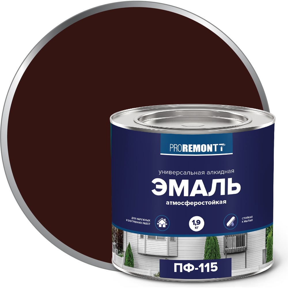  PROREMONTT ПФ-115 шоколадно-коричневая, 1.9 кг Лк-00005604 .