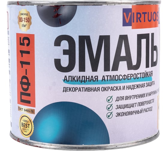 Эмаль VIRTUOSO ПФ-115 ГОСТ красная 2,4 кг RAL-3020 25400