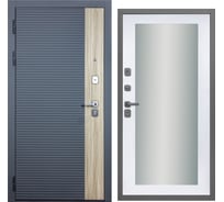 Дверь DIVA 76 зеркало, 2050x860 мм, левая, Дуб Серая - Д20 Белый софт УТ-00083207