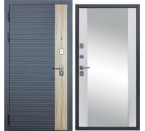 Дверь DIVA 76 зеркало, 2050x960 мм, левая, Дуб Серая - Д15 Белый софт УТ-00083185