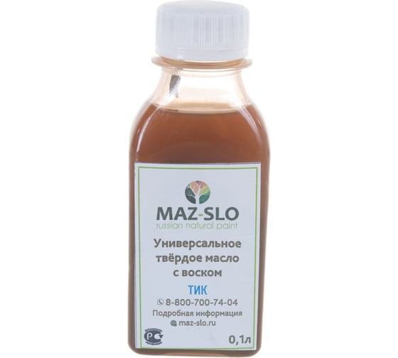 Твёрдое универсальное масло с воском MAZ-SLO цвет Тик 100 мл 8062505