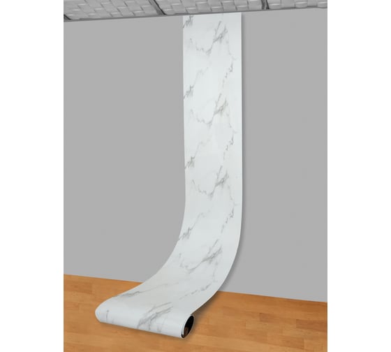Самоклеящаяся ПВХ плитка LAKO DECOR "Мрамор Бьянко" рулон, толщина 2 мм 1,8м² 60x300 см LKD-RU-G021R-GL