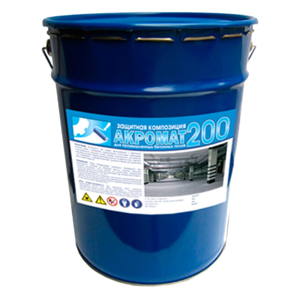 Износостойкая краска для бетонных полов Акромат 200 10 кг серый .