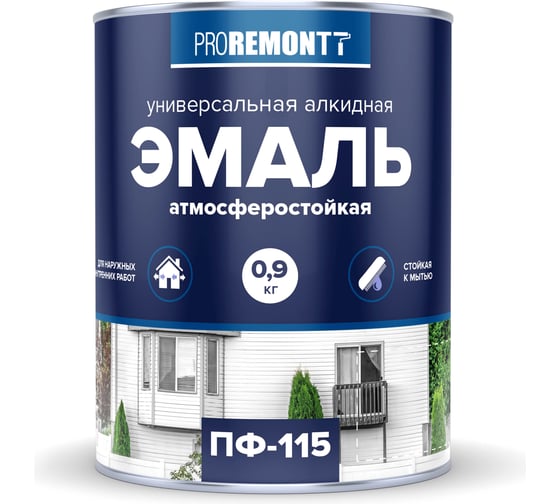 Эмаль PROREMONTT ПФ-115 винно-красная, RAL 3005, 0.9 кг Лк-00009794