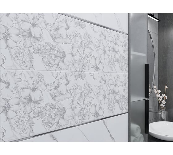 Плитка Azori Ceramica CARRARA FLOWERS 31,5x63 см, 8 шт. в упаковке 00-00108694
