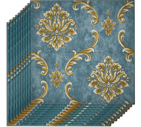 Комплект 10 шт 3D панель для стен LAKO DECOR Барокко цвет Сине-серый, 70x70см, толщина 6мм LKD-5-XY-A05-KO-MEGA10