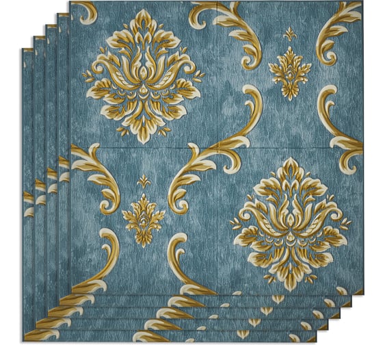 Комплект 5 шт 3D панель для стен LAKO DECOR Барокко цвет Сине-серый, 70x70см, толщина 6мм LKD-5-XY-A05-KO
