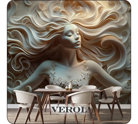 Фотообои 3D на стену флизелиновые Verol Девушка барельеф 400x283 см, 11.32 м2, водостойкие, обои виниловые, обои для кухни моющиеся 237-ФФО-05898