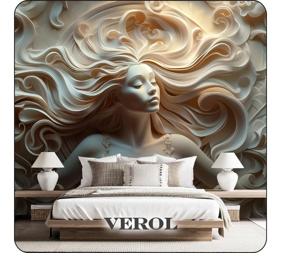 Фотообои 3D на стену флизелиновые Verol Девушка барельеф 400x283 см, 11.32 м2, водостойкие, обои виниловые, обои для кухни моющиеся 237-ФФО-05898