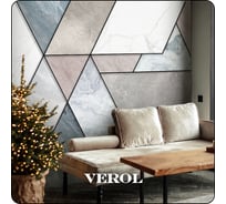 Фотообои 3D на стену флизелиновые Verol Мраморные треугольники 400x283 см, 11.32 м2, водостойкие, обои виниловые, обои для кухни моющиеся 236-ФФО-05897