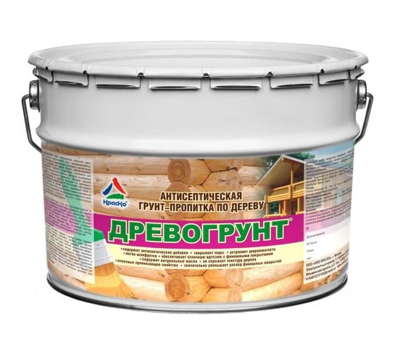Антисептическая грунт-пропитка по дереву КРАСКО Древогрунт глубокого проникновения 10кг 3881
