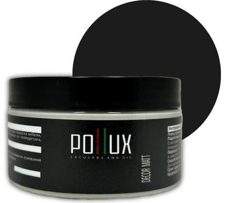 Краска для мебели без запаха матовая быстросохнущая для кухни / дерева / декора акриловая Pollux Decor Matt, объем 250мл, цвет графитно-чёрный (RAL 9011) PDM-9011-025L