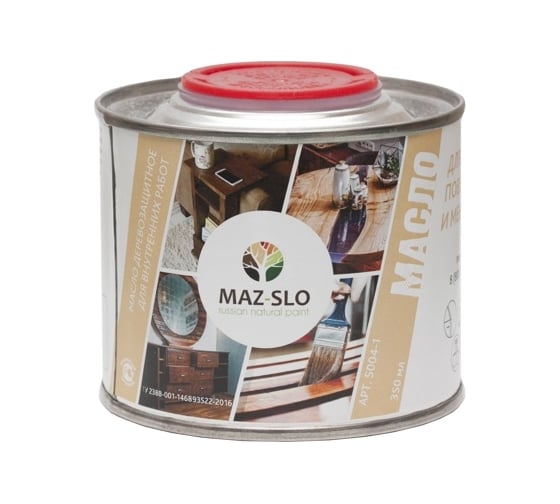 Масло для рабочих поверхностей и мебели MAZ-SLO цвет Серебро 0.35л 8076267