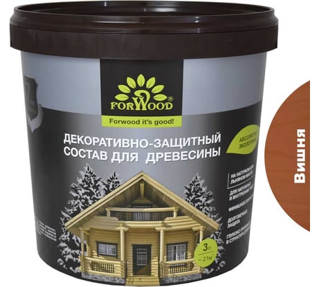 Декоративно-защитный состав для древесины Forwood ВДПФ-1601 вишня, 3 л 4630058024565