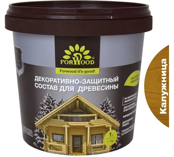 Декоративно-защитный состав для древесины Forwood ВДПФ-1601 калужница, 1 л 4630058024343 1