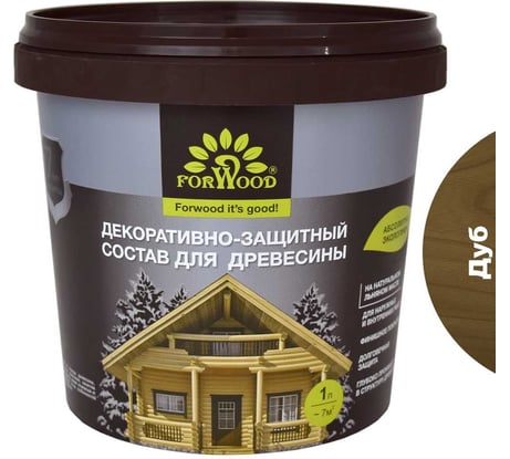 Декоративно-защитный состав для древесины Forwood ВДПФ-1601 дуб, 1 л 4630058024312