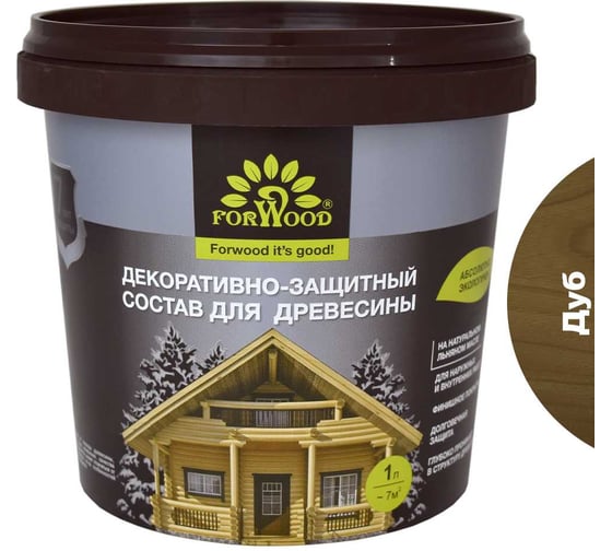 Декоративно-защитный состав для древесины Forwood ВДПФ-1601 дуб, 1 л 4630058024312