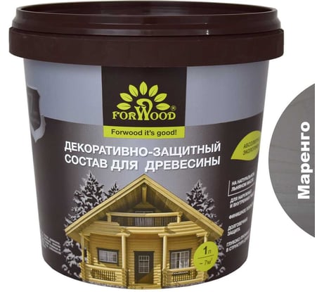 Декоративно-защитный состав для древесины Forwood ВДПФ-1601 маренго, 1 л 4630058024374