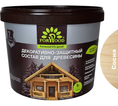 Декоративно-защитный состав для древесины Forwood ВДПФ-1601 сосна, 9 л 4630058024510