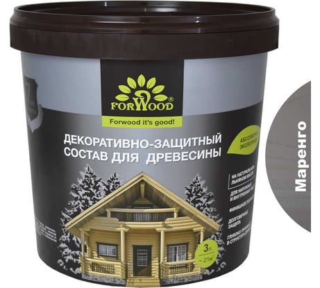 Декоративно-защитный состав для древесины Forwood ВДПФ-1601 маренго, 3 л 4630058024381