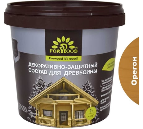Декоративно-защитный состав для древесины Forwood ВДПФ-1601 орегон, 1 л 4630058024435