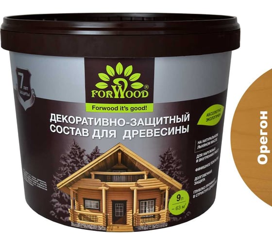 Декоративно-защитный состав для древесины Forwood ВДПФ-1601 орегон, 9 л 4630058024459 1