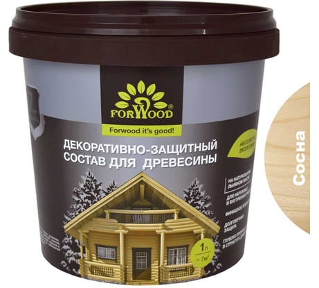 Декоративно-защитный состав для древесины Forwood ВДПФ-1601 сосна, 1 л 4630058024497