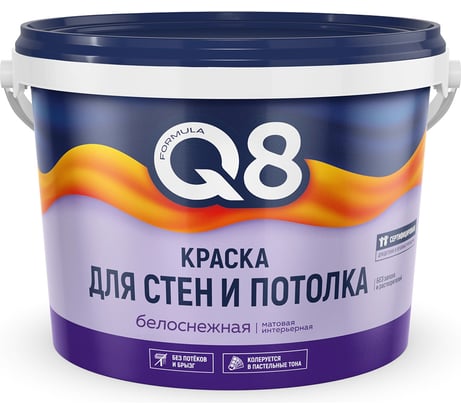 Водно-дисперсионная краска для стен и потолков ПРЕСТИЖ "FORMULA Q8" 4.5 кг 261417