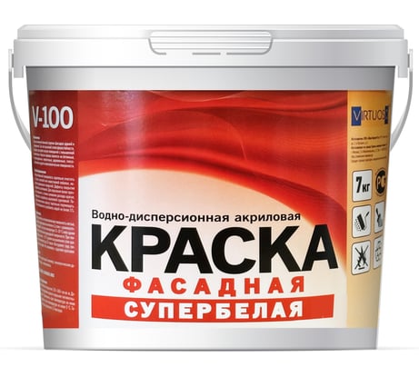 Краска VIRTUOSO V-100 А фасадная 14кг Супербелая морозостойкая 586352